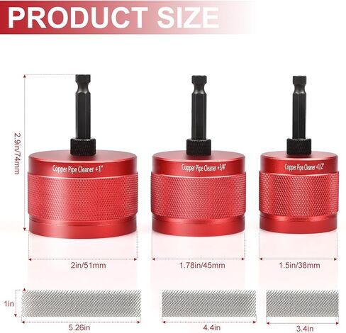 منظف ​​أنابيب نحاس معدني 1/2 بوصة و3/4 بوصة و1 بوصة للمثقاب، مع ساق سداسية 1/4 بوصة و6 شفرات فرشاة و6 فرش تنظيف الأنابيب، وأدوات سباكة للتنظيف والتلميع وإزالة الصدأ in Kuwait