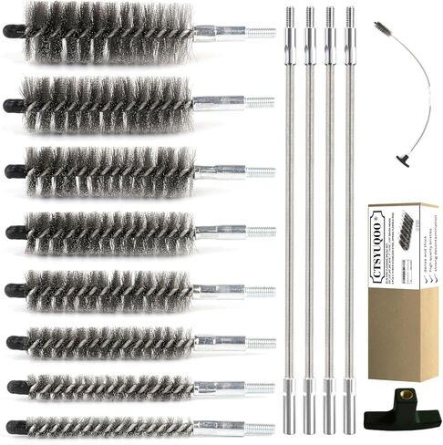 50 in Pipe Cleaning Brush Set with Stainless Steel Bristles, Wire Brush with 4pcs Stainless Steel Spring Flexible Rods, Stainless Steel Pipe Brush 8pcs for Auto Parts, Bottles, Tubes. in Kuwait