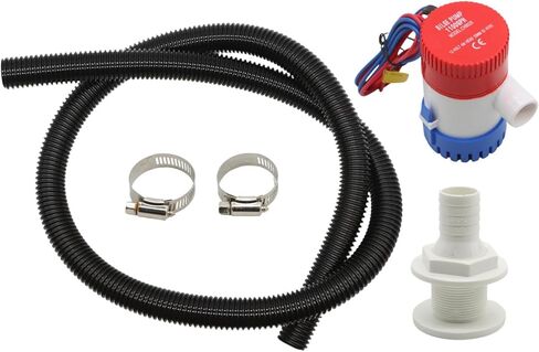 1100GPH Automatic Boat Bilge Water Pump Kit 1-1/8 Inch Dia 12V with 6FT Hose 2 Clamps and Thru-Hull Fitting Compatible with Fishing Boats Yachts Speedboat (Automatic) in Saudi Arabia