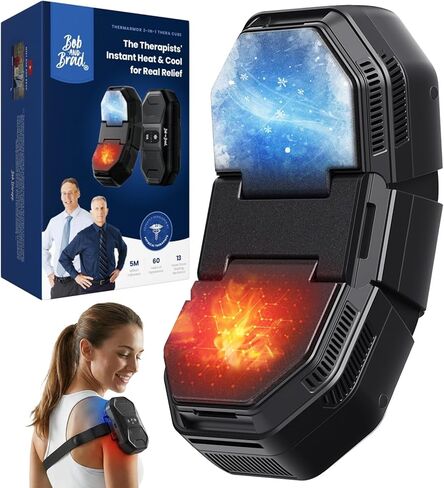 حزمة ثلج كهربائية لاسلكية ووسادة تدفئة من BOB and BRAD ThermArmor لتخفيف الآلام، مكعب حراري 3 في 1 من FSA مع حرارة فورية وباردة وعلاج متباين، مفصل مريح بزاوية 45 درجة للركبة والكتف والمرفق، مؤهل لـ HSA in Kuwait