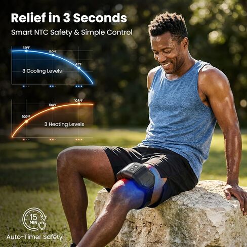 حزمة ثلج كهربائية لاسلكية ووسادة تدفئة من BOB and BRAD ThermArmor لتخفيف الآلام، مكعب حراري 3 في 1 من FSA مع حرارة فورية وباردة وعلاج متباين، مفصل مريح بزاوية 45 درجة للركبة والكتف والمرفق، مؤهل لـ HSA in Kuwait
