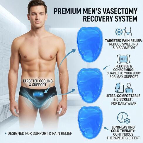 Vasectomy Ice Packs, Cold Pack Testicular Support and Pain Relief, Cold Compress Flexible Gel Ice Pack Vasectomy Gift for Men (Black Ice Pack) in Kuwait