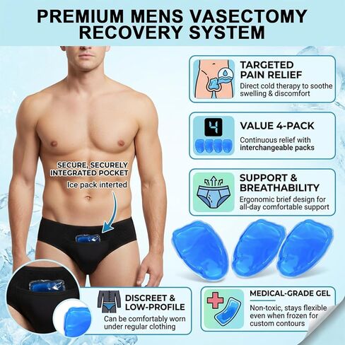 Vasectomy Ice Packs, Cold Pack Testicular Support and Pain Relief, Cold Compress Flexible Gel Ice Pack Vasectomy Gift for Men (Black Ice Pack) in Kuwait