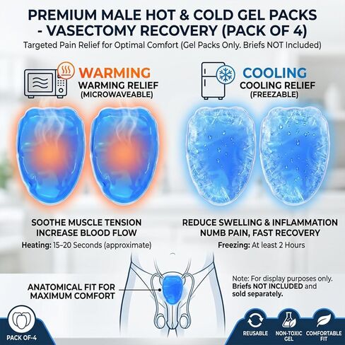 Vasectomy Ice Packs, Cold Pack Testicular Support and Pain Relief, Cold Compress Flexible Gel Ice Pack Vasectomy Gift for Men (Black Ice Pack) in Kuwait