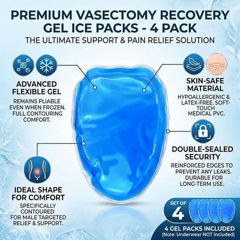 Vasectomy Ice Packs, Cold Pack Testicular Support and Pain Relief, Cold Compress Flexible Gel Ice Pack Vasectomy Gift for Men (Black Ice Pack) in Kuwait