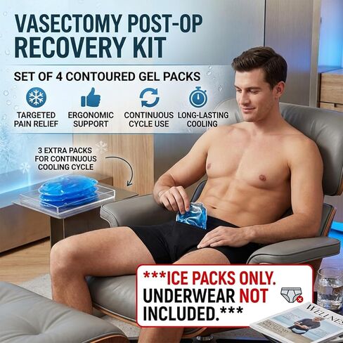 Vasectomy Ice Packs, Cold Pack Testicular Support and Pain Relief, Cold Compress Flexible Gel Ice Pack Vasectomy Gift for Men (Black Ice Pack) in Kuwait