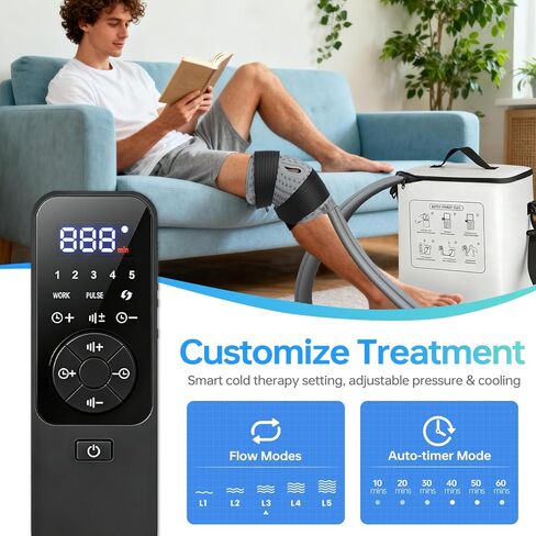 16QT Ice Machine for Knee After Surgery - Upgrade 3.0, 5 Flow Modes, Knee Ice Machine with 6 Timer, Cold Therapy System for Joint Pain, Swelling, Athletes & Injury Recovery in Kuwait
