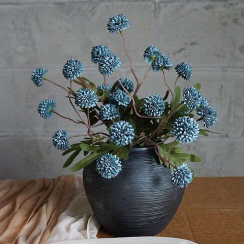 زهرة كيكو فو - بيضاء 12 سيقان فو فو حرير ميني الكريسانث مع السيقان السائبة زهور زفاف زفاف زفاف مزيفة بومبون أمي الاصطناعية كرة زهرة بيضاء لترتيبات الأزهار in Kuwait