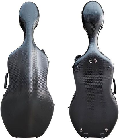 Ultra-Lightweight Braided Carbon Fiber Cello Case 4/4 Full Size Hard Shell with Wheels,Backpack Straps,Bow Holders ca. 3.6kg (Black) in Saudi Arabia