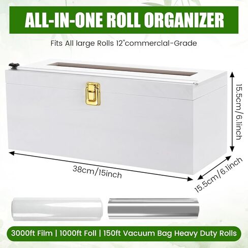 12" Commercial Plastic Wrap Dispenser with Cutter & Roller Heavy Duty Holder for 3000ft Film 1000ft Foil Roll for Restaurant Kitchen Foodservice in Saudi Arabia