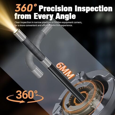 4.5-inch Screen 360°Rotating Industrial Endoscope 6/3.9mm Single and Dual HD Lens car Repair Carbon Deposit Sewer(6mm-2m-Dual Lens) in Saudi Arabia