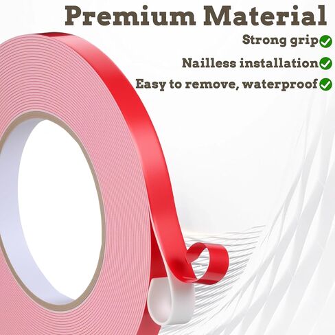 Double Sided Foam Tape for Crafts 0.5 in × 32.8 Ft Heavy Duty Mounting Tape No Residue Removeable Foam Tapes Strips Waterproof for Wall DIY Craft Hanging Pictures Posters in Saudi Arabia