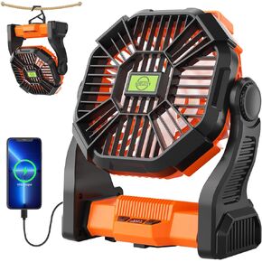 Portable Fan Rechargeable Battery Powered Fan,270°Pivot Cordless Battery Operated Camping Fans with LED Light & Hook,USB Personal Fans Outdoor Camping Essentials for Tent Beach Travel Reading in Kuwait