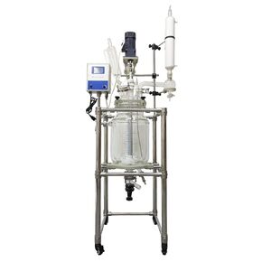 20L Jacketed Reactor Vessel - Double-Layer High Borosilicate Glass, Digital Temperature Control, 110V 120W, Ideal for Lab Chemistry Reactions, PTFE Sealing, Stainless Steel Frame in Kuwait