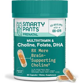 كبسولات الفيتامينات المتعددة للنساء قبل الولادة من SmartyPants، فيتامينات ما قبل الولادة التي تم تطويرها بشكل مشترك مع الكولين والفولات وأوميغا 3 DHA والحديد لنمو الطفل، لطيفة على المعدة، 60 قطعة (كمية تكفي لمدة 30 يومًا) in Kuwait