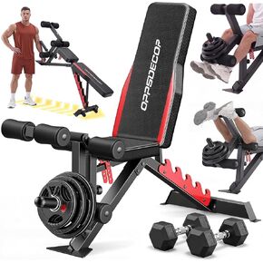 OPPSDECOR 1200LBS Workout Bench with Leg Extension/Leg Curl, Adjustable Weight Bench for Home Gym, Heavy Duty Workout Bench for Full Body Workouts, Incline/Flat Bench Press Set for Strength Training in Kuwait