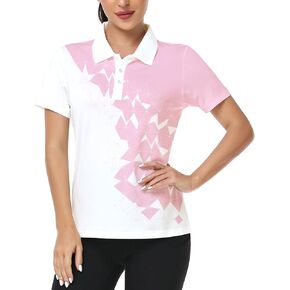 تي شيرت بولو جولف للسيدات من Little Beauty بأكمام قصيرة وياقة خفيفة الوزن وممتصة للرطوبة ومطبوعة على شكل تنس رياضي in Kuwait