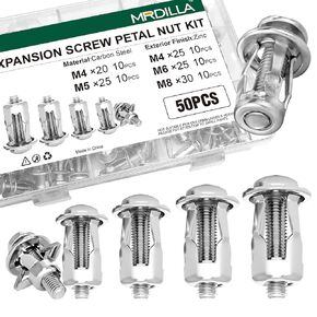 50Pcs Petal Expansion Bolt, Carbon Steel Jack Nuts for Drywall, Plasterboard, and Tile, M4/M5/M6/M8 in Kuwait