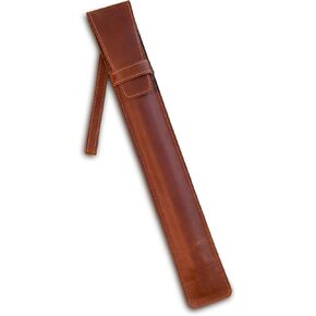 Full-Grain Leather Drumstick Case – Single-Pair Stick Holder with Flap Closure, Wrist Strap & Carabiner – Fits 7A/5A/5B (Max 16.7" Sticks) – Handmade Pouch for Drummers & Percussionists, Warm Brown in Saudi Arabia