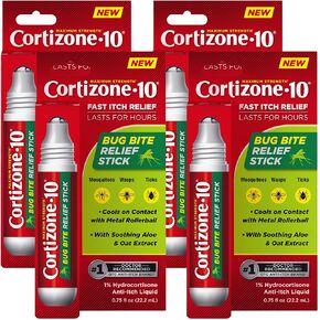 Cortizone-10 Maximum Strength Itch Relief Bug Bite Relief Stick 1% Hydrocortisone, Fast-Acting, Anti-Itch Liquid for Bug Bites, Rash, Eczema, Psoriasis, Poison Ivy, Oak, Sumac, .75 fl. oz, 4 pk in Kuwait
