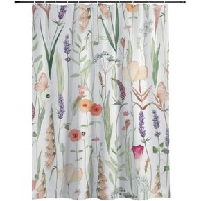 ستارة حمام مطبوعة من Foxglove مع خطافات، ستارة دش كوخ صيفية مقاومة للماء، ستائر دش مضحكة من القماش قابلة للغسل للحمام للديكور العتيق 60 × 72 بوصة in Kuwait