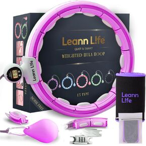 طوق هولا هوب الذكي U5 مع عداد وأداة تشذيب الخصر - 16 عقدة، 28 بوصة - 46 بوصة، حجم إضافي قابل للتعديل، عجلات مطاطية هادئة، لياقة تمارين البطن، فقدان الوزن، تجانس البطن in Kuwait