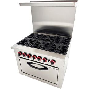 INTSUPERMAI ​Heavy-Duty Commercial Gas Range with 6 Split-Level Burners & NG/LPG Dual Fuel - Stainless Steel Clay Pot Stove for Tea Houses, Fast Food Kitchens, Restaurant W/Oven & Overheat Protection​ in Kuwait