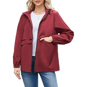 Kikibell Rain Jacket for Women with Hooded Lightweight Waterproof Raincoats Packable Zipper Pockets Windbreakers in Kuwait