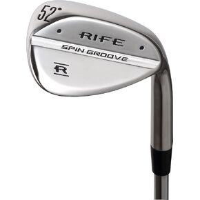 Rife Spin Groove Plus 5.08 سم فوق الرجل ذو الطول القياسي، عمود فولاذي طويل القامة، صلب مرن، إسفين جولف مع مقابض جامبو 52 درجة، جاب إسفين AW Bite Grooves Golf Club in Kuwait