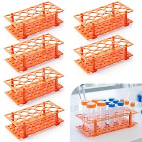 LemonRoad 6 Pack Test Tube Rack Laboratory Centrifuge Tube Holder Detachable Plastic Stand Storage Rack for 10ml, 15ml, 50ml(28 Well,Blue and Orange) in Kuwait