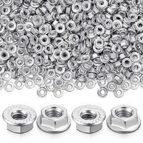 Hicarer 1000 Pack 5/16-18 Zinc Plated Serrated Flange Hex Lock Nuts, Serrated Flange 5/16-18 Hex Lock Nuts Locknuts Replacement Bright Finish Corrosion-Resistant in Kuwait