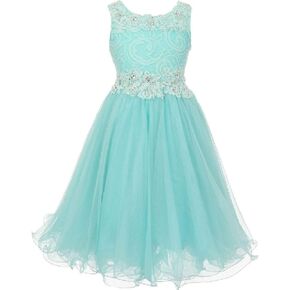 Little Girls See Through Waistline Lace Flowers Girls Dresses in Saudi Arabia