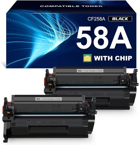 58A CF258A Toner Cartridge (with chip) Compatible Replacement for HP 58A CF258A 58X CF258X Laserjet MFP M428fdw M428dw M428fdn Pro M404n M404dn M404dw M404 M428 Toner Laser Jet Printer (Black 2-Pack) in Kuwait