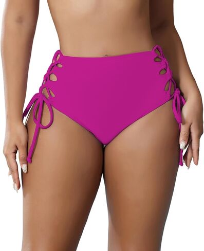 HYTENSUN Women's High Waisted Bikini Bottom Tummy Control Tie Side Swim Bottoms Bathing Suits Swimsuit Bottoms in Saudi Arabia