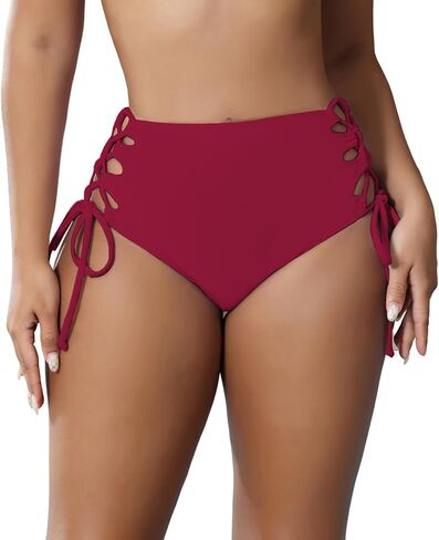 HYTENSUN Women's High Waisted Bikini Bottom Tummy Control Tie Side Swim Bottoms Bathing Suits Swimsuit Bottoms in Saudi Arabia