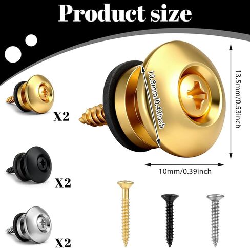 Guitar Strap Button, 6PCS Mushroom Style Guitar Strap Lock Button Electric Guitars Straps Locks Ukulele Bass Straps Buttons with Blocks for Bass Ukulele Electric in Saudi Arabia