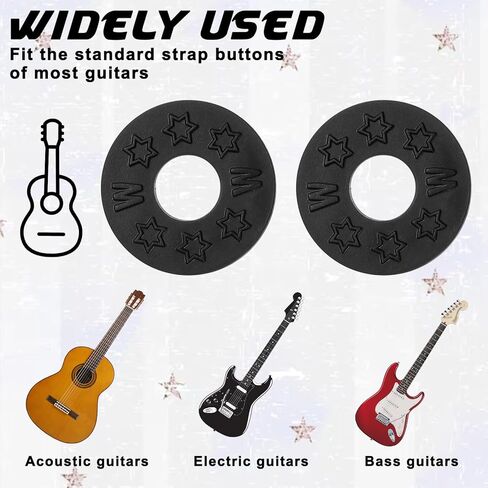 24 Pcs Guitar Strap Locks, Guitar Strap Holder Protector Block, Black Silicone Guitar Strap Blocks for Electric, Acoustic & Bass Guitars in Kuwait