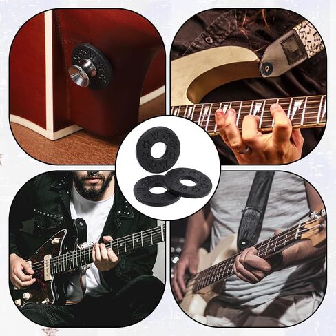 24 Pcs Guitar Strap Locks, Guitar Strap Holder Protector Block, Black Silicone Guitar Strap Blocks for Electric, Acoustic & Bass Guitars in Kuwait