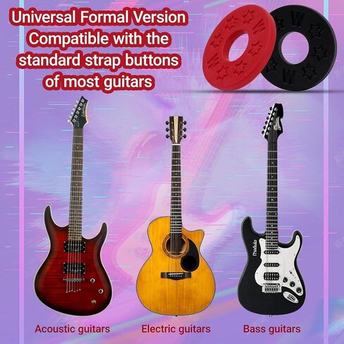 24 Pack Silicone Guitar Strap Locks, Soft Rubber Strap Blocks & Gaskets, Secure Guitar Locks for Electric & Acoustic Guitars, Basses, Ukuleles, Universal Instrument Strap Protector in Saudi Arabia