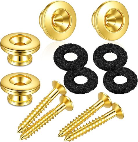 4 Pcs Gold Guitar Strap Buttons Gold Strap Buttons Acoustic Guitar with Mounting Screws Metal End Pins for Acoustic Electric Guitars Bass Ukulele in Kuwait