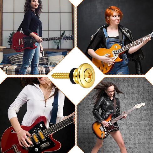 4 Pcs Gold Guitar Strap Buttons Gold Strap Buttons Acoustic Guitar with Mounting Screws Metal End Pins for Acoustic Electric Guitars Bass Ukulele in Kuwait