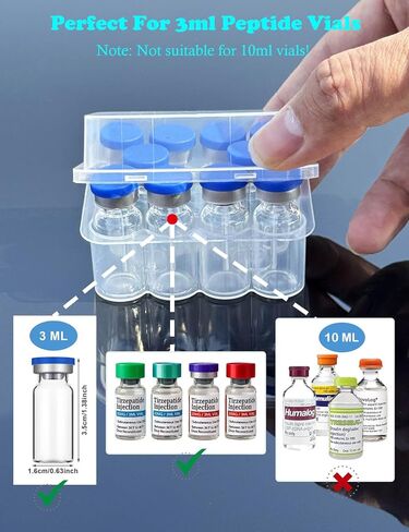 2 Pack Peptide Case for 3ml Vials, Insulin Vial Holder for Fridge, Peptide Storage Organizer Case Holds 10 3ml Bottles, Keep Peptides Organized and Clean, Diabetic Supplies in Saudi Arabia
