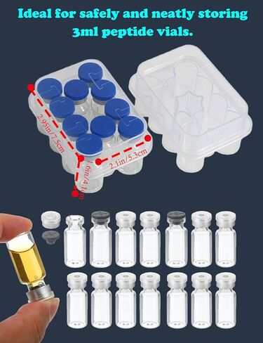 2 Pack Peptide Case for 3ml Vials, Insulin Vial Holder for Fridge, Peptide Storage Organizer Case Holds 10 3ml Bottles, Keep Peptides Organized and Clean, Diabetic Supplies in Saudi Arabia
