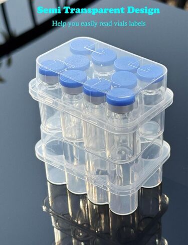 2 Pack Peptide Case for 3ml Vials, Insulin Vial Holder for Fridge, Peptide Storage Organizer Case Holds 10 3ml Bottles, Keep Peptides Organized and Clean, Diabetic Supplies in Saudi Arabia