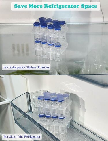 2 Pack Peptide Case for 3ml Vials, Insulin Vial Holder for Fridge, Peptide Storage Organizer Case Holds 10 3ml Bottles, Keep Peptides Organized and Clean, Diabetic Supplies in Saudi Arabia