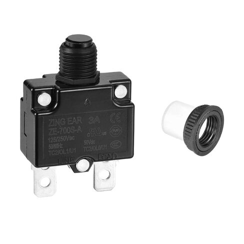 DMiotech 13A قاطع الدائرة الحرارية 125/250 فولت تيار متردد 50 فولت تيار مستمر 50/60 هرتز 1.8 × 1.1 × 0.6 زر الضغط اليدوي لإعادة تعيين حامي التحميل الزائد مع غطاء زر مقاوم للماء لتطبيق حماية التحميل الزائد in Saudi Arabia