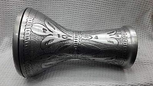 Egyptian Darbuka Drum Doumbek Tombak, Silver, 22cm (8.75") Head, 41cm Height, Aluminum Body, Synthetic Skin, Includes Soft Bag and Tuning Key in Kuwait