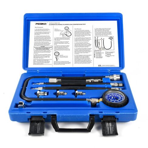 Engine Compression Tester Kit | 0-300 psi/20.7 Bar | Cylinder Compression Gauge, Multi-Size Spark Plug Adapters for Gasoline Engines in Kuwait