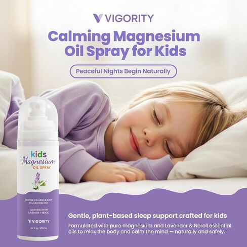 Kids Magnesium Sleep Spray with Lavender & Neroli – Calming Bedtime Mist for Legs, Feet & Body – Gentle Magnesium Oil Spray for Kids – Aromatherapy Pillow & Room Spray for Relaxation & Comfort in Kuwait