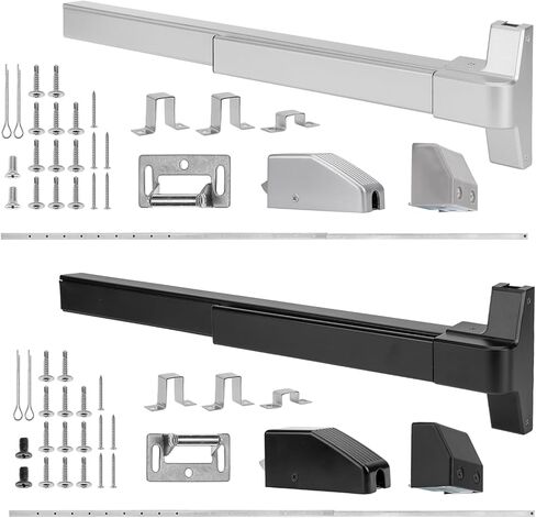 BEAMNOVA 26.7in Metallic + 26.7in Black Vertical Rod Door Panic Bar Exit Device Commercial Door Push Lock Set in Saudi Arabia